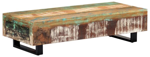 Tömör újrahasznosított fa és acél dohányzóasztal 120x50x30 cm