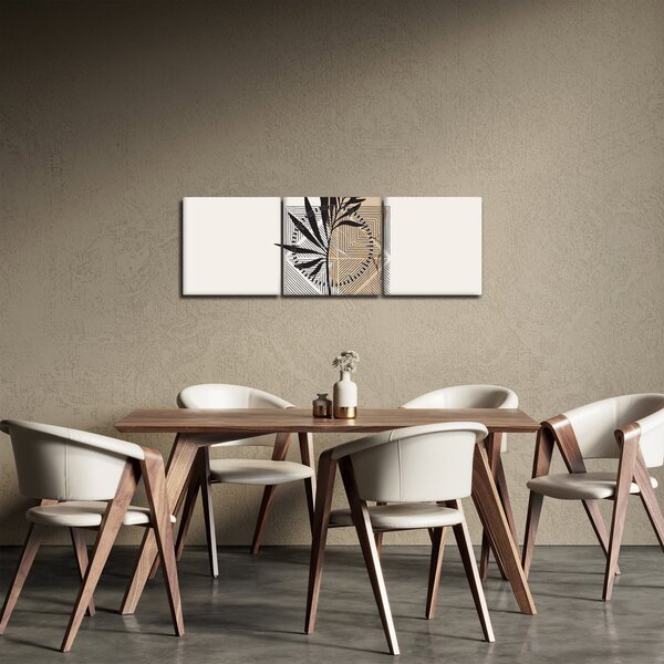 Kép - Absztrakció trópusi levelekkel N⁰1 (órával) (90x30 cm)