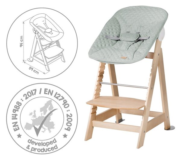 Világoszöld-natúr színű etetőszék Style Born Up 2in1 – Roba