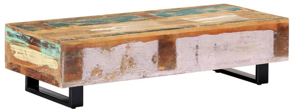 Tömör újrahasznosított fa és acél dohányzóasztal 120x50x30 cm