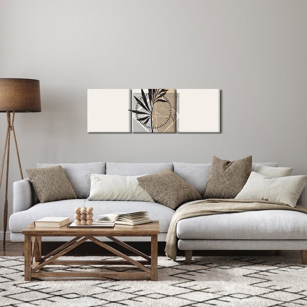 Kép - Absztrakció trópusi levelekkel N⁰1 (órával) (90x30 cm)