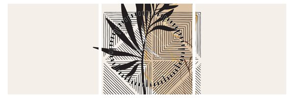 Kép - Absztrakció trópusi levelekkel N⁰1 (órával) (90x30 cm)