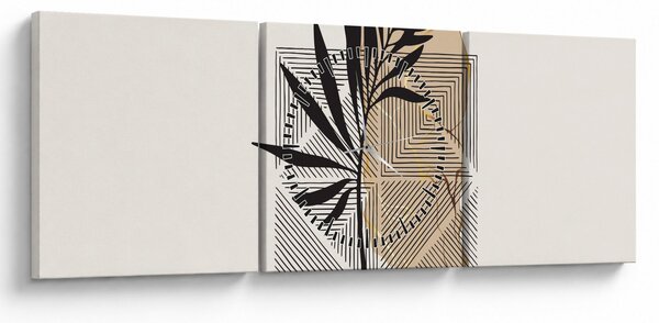 Kép - Absztrakció trópusi levelekkel N⁰1 (órával) (90x30 cm)