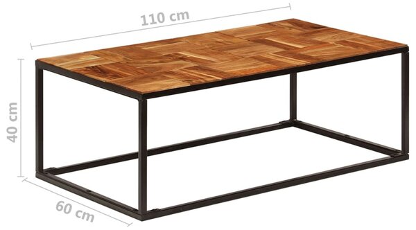 Tömör akácfa és acél dohányzóasztal 110 x 60 x 40 cm
