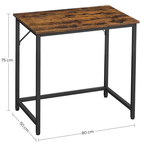 VASAGLE Íróasztal Számítógépasztal 80 x 50 x 75 cm Forgácslap Acél Ipari Dizájn Rusztikus Barna Fekete