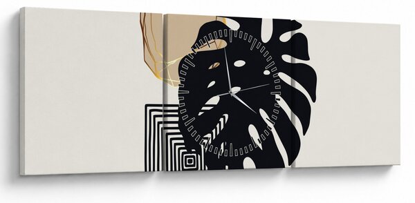 Kép - Absztrakció trópusi levelekkel N⁰2 (órával) (90x30 cm)