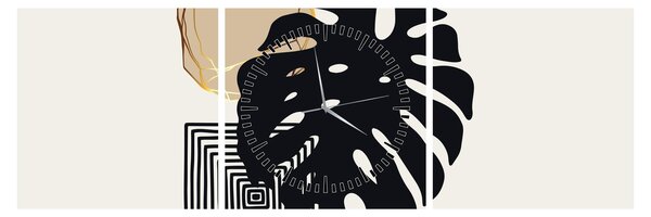 Kép - Absztrakció trópusi levelekkel N⁰2 (órával) (90x30 cm)