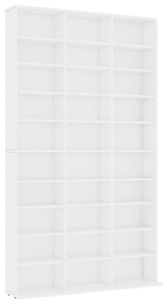 Fehér szerelt fa CD-szekrény 102 x 23 x 177,5 cm