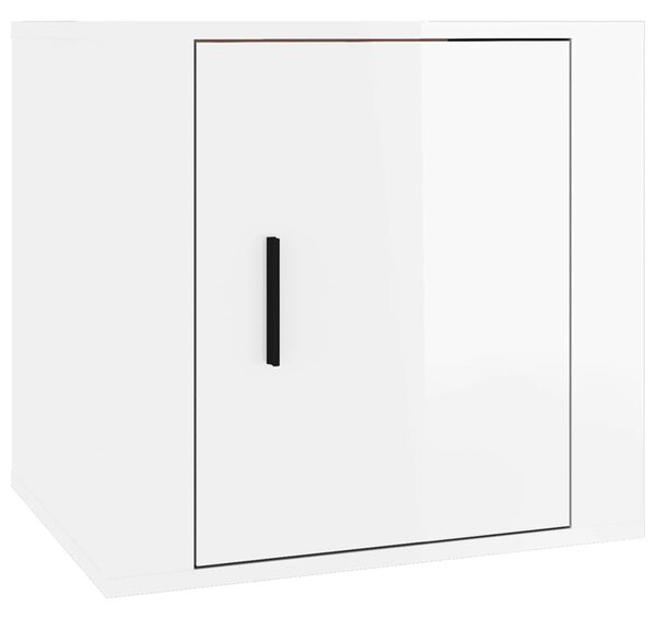 2 db magasfényű fehér éjjeliszekrény 50x39x47 cm