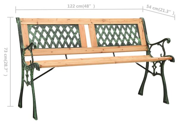Öntöttvas és tömör fenyőfa kerti pad 122 cm