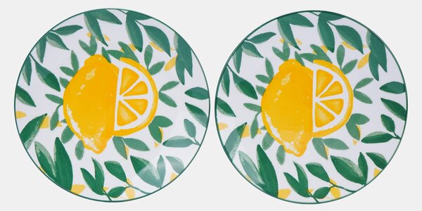 Sinsay - Kerámia tányérok citrommintával 2 pack - zöld