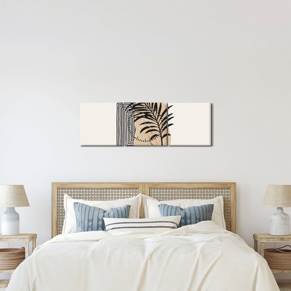 Kép - Absztrakció trópusi levelekkel N⁰3 (órával) (90x30 cm)