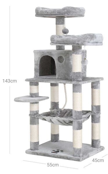 FEANDREA PCT15W macskafa plüss pihenőhelyekkel 143 cm világosszürke