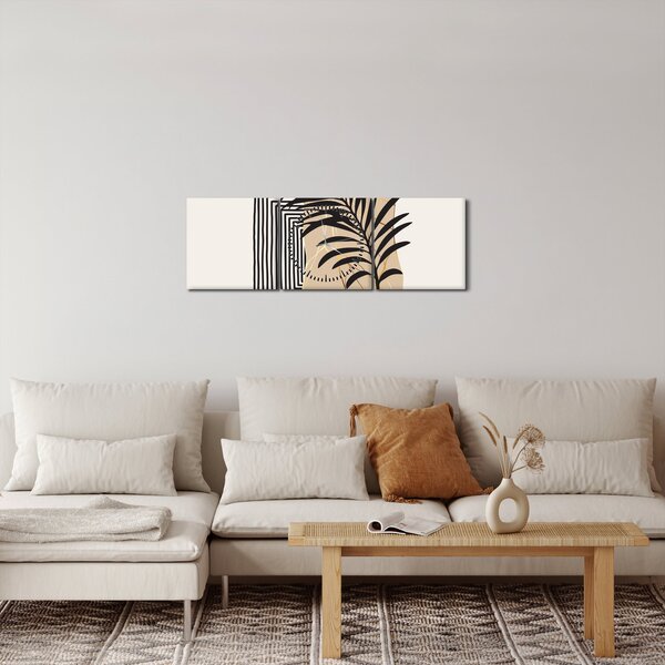 Kép - Absztrakció trópusi levelekkel N⁰3 (órával) (90x30 cm)