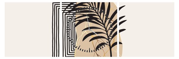 Kép - Absztrakció trópusi levelekkel N⁰3 (órával) (90x30 cm)