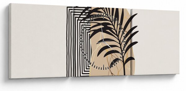Kép - Absztrakció trópusi levelekkel N⁰3 (órával) (90x30 cm)