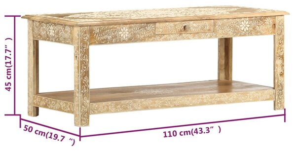 Kézzel festett tömör mangófa dohányzóasztal 110 x 50 x 45 cm