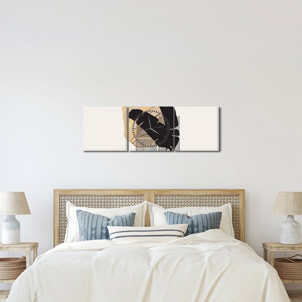 Kép - Absztrakció trópusi levelekkel N⁰4 (órával) (90x30 cm)