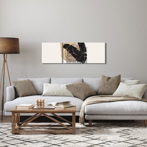 Kép - Absztrakció trópusi levelekkel N⁰4 (órával) (90x30 cm)