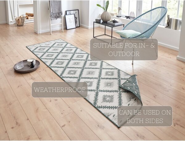 Malibu zöld-krémszínű kültéri szőnyeg, 250 x 80 cm - NORTHRUGS