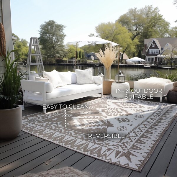 Barna-krémszínű kültéri szőnyeg 80x150 cm Gemini – Elle Decoration