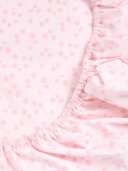 Sinsay - Pamut fitted lepedő virágmintával - pasztellpink