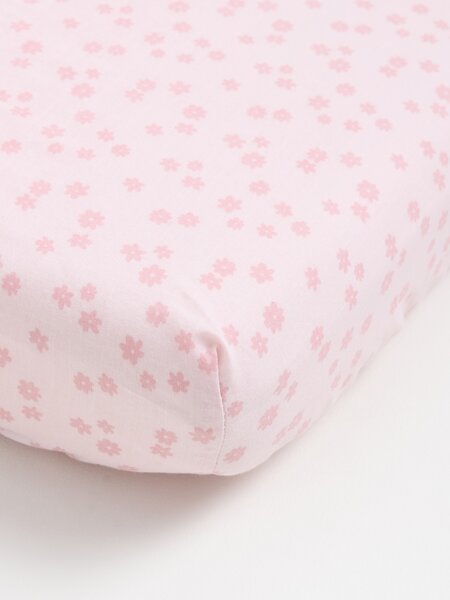 Sinsay - Pamut fitted lepedő virágmintával - pasztellpink