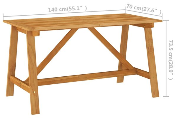 Tömör akácfa kerti étkezőasztal 140 x 70 x 73,5 cm
