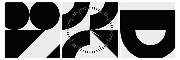 Kép - Geometriai absztrakció N⁰2 (órával) (90x30 cm)