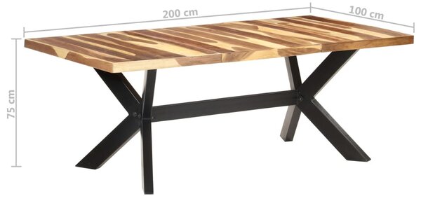 Tömör fa étkezőasztal mézszínű felülettel 200 x 100 x 75 cm