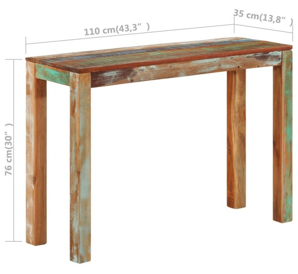 Tömör újrahasznosított fa tálalóasztal 110 x 35 x 76 cm