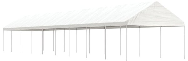 Fehér polietilén pavilon tetővel 20,07 x 4,08 x 3,22 m