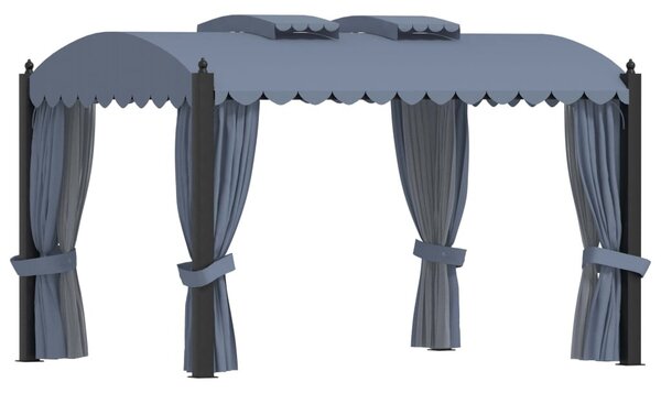 Antracitszürke acélpavilon függönyökkel 3 x 4 m