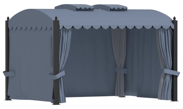 Antracitszürke acélpavilon függönyökkel 3 x 4 m