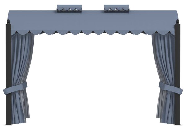 Antracitszürke acélpavilon függönyökkel 3 x 4 m