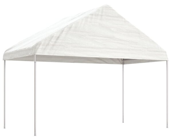 Fehér polietilén pavilon tetővel 8,92 x 4,08 x 3,22 m