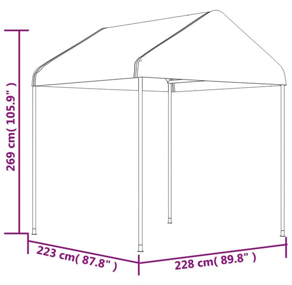 Fehér polietilén pavilon tetővel 17,84 x 2,28 x 2,69 m