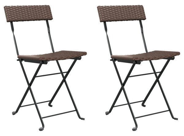 2 db barna polyrattan összecsukható bisztrószék