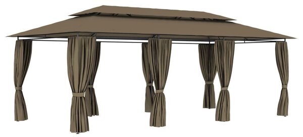 Tópszínű pavilon függönyökkel 600 x 298 x 270 cm 180 g/m²