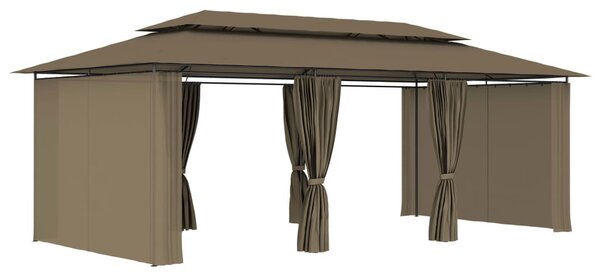 Tópszínű pavilon függönyökkel 600 x 298 x 270 cm 180 g/m²