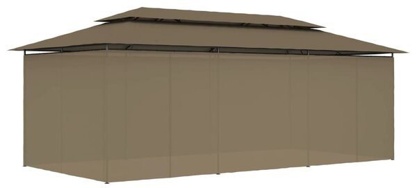 Tópszínű pavilon függönyökkel 600 x 298 x 270 cm 180 g/m²