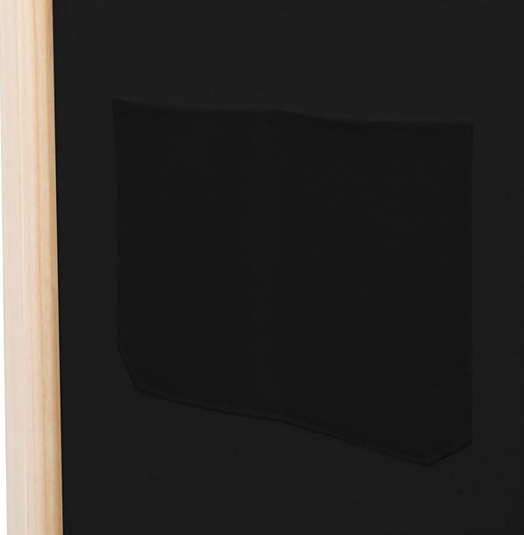 Fekete 5-paneles szövetparaván 200 x 170 x 4 cm