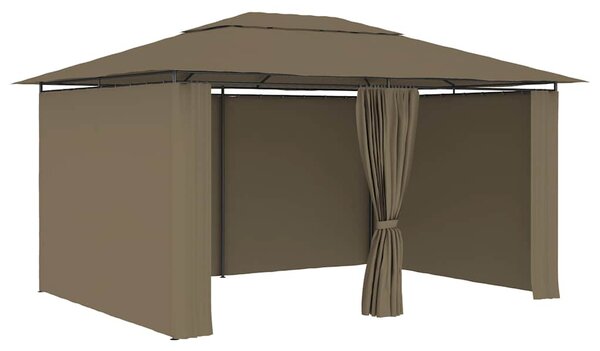 Tópszínű kerti pavilon függönyökkel 4 x 3 m 180 g/m²