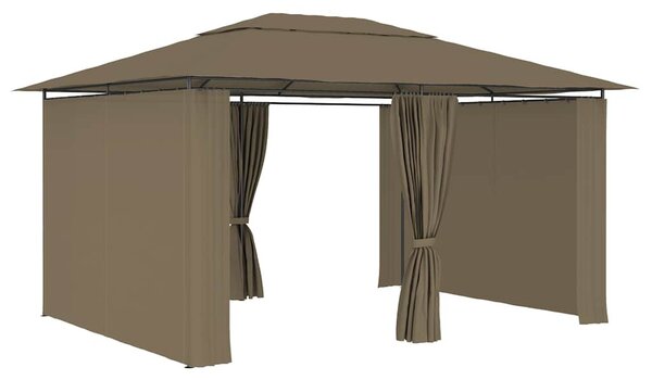 Tópszínű kerti pavilon függönyökkel 4 x 3 m 180 g/m²