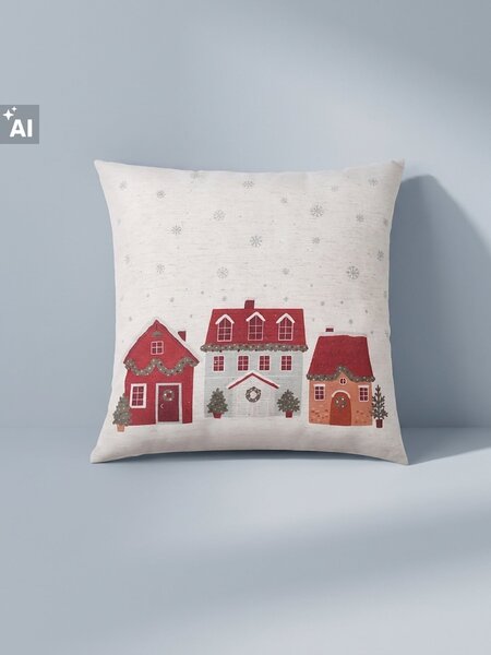 Sinsay - Karácsonyi díszpárna ház motívummal - többszínű
