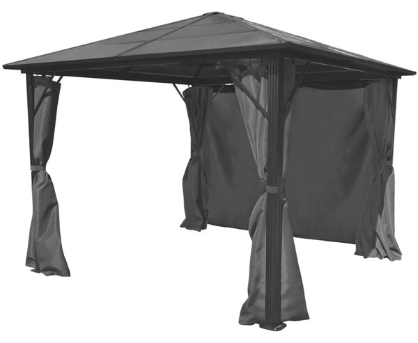 Alumínium kerti pavilon antracitszürke függönnyel 300 x 300 cm