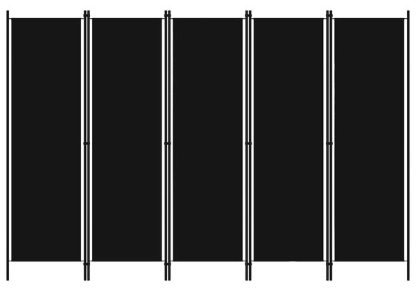 Fekete 5 paneles paraván 250 x 180 cm