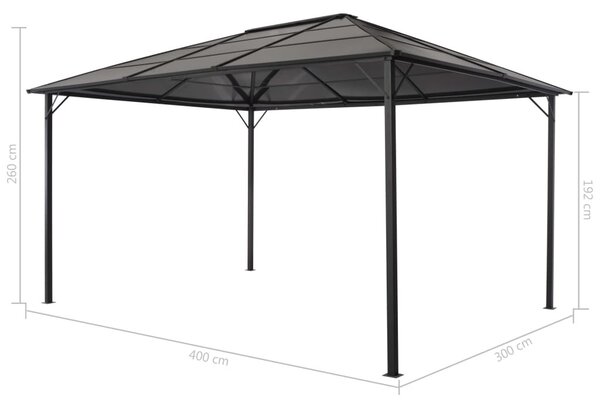 Fekete pavilon alumínium tetővel 4 x 3 x 2,6 m