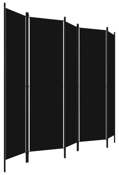 Fekete 5 paneles paraván 250 x 180 cm