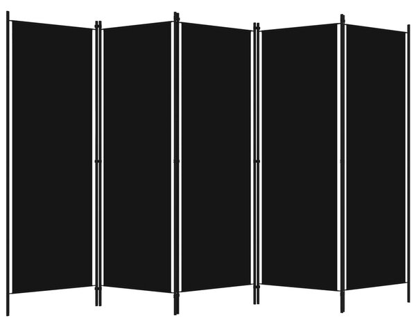 Fekete 5 paneles paraván 250 x 180 cm